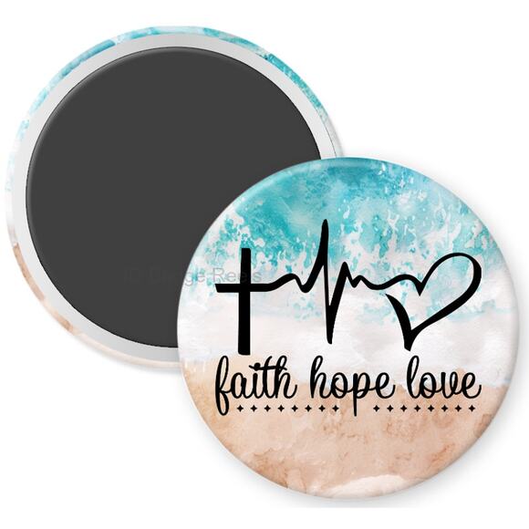 Faith Hope Love 2.25" Home Kitchen Magnet * Christian * Religious * 3/$12 - Picture 1 of 3
